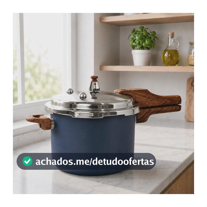 Panela Pressão 4,2l Indução Cerâmica 4 Válvulas Segurança Fechamento Externo Cor Azul Escuro
