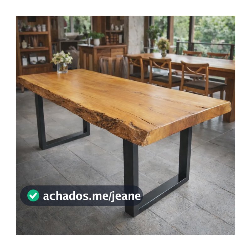Mesa De Madeira Com Borda Orgânica 160x40x75cm Mdl Pequiá