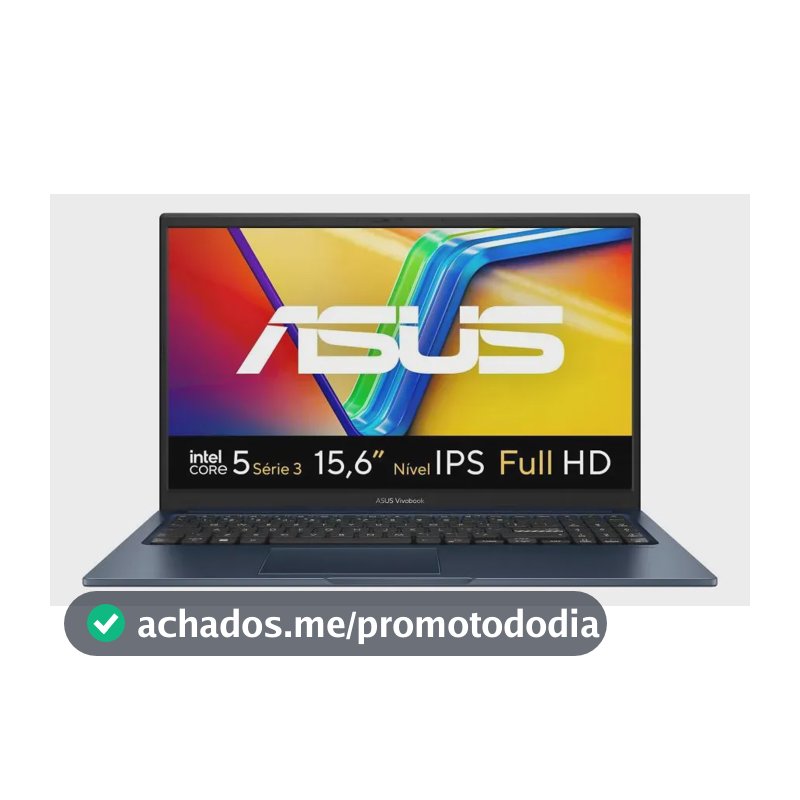 Notebook ASUS Vivobook 15 BQ091W Intel Core 5 Série 3 8GB RAM 512GB SSD Windows 11 Home 15,6" LCD LED FHD nível IPS
