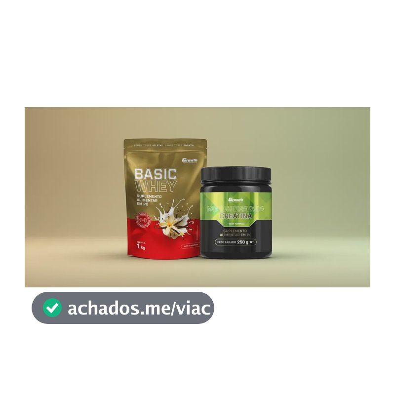 Kit Growth: Whey Protein Basic Baunilha 1kg + Creatina Monohidratada 250g