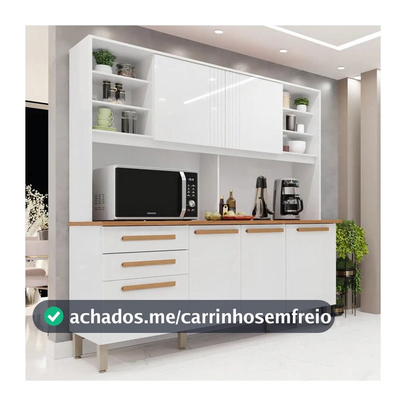 Armário de cozinha 6 portas 2 gavetas Adelle Yescasa jawt branco neve