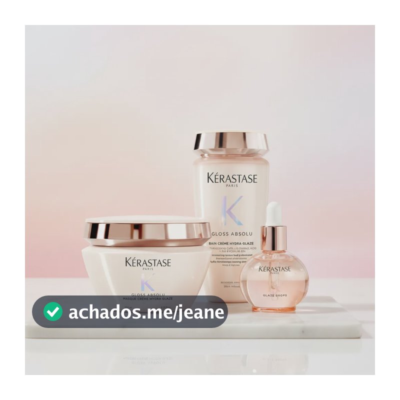 Gloss Absolu Bain Crème Hydra Glaze Shampoo + Máscara Crème Hydra Glaze + Glaze Drops Hair Oil Óleo Kit Kérastase