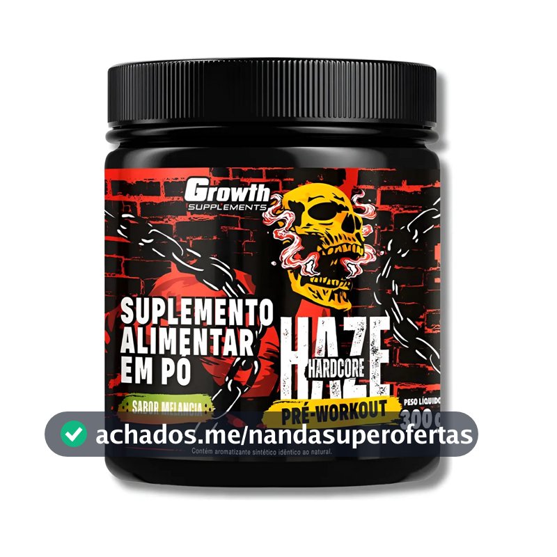 Growth Pré-treino 300g Haze Mais Energia No Treino Sabor Melancia