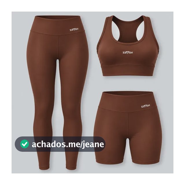 Kit Conjunto Feminino Fitness Top Nadador + Legging + Short Marrom Gg