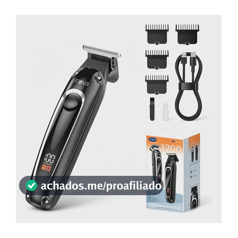 Máquina De Cortar Cabelo Elétrica Inova Portátil Precisão Preto 5