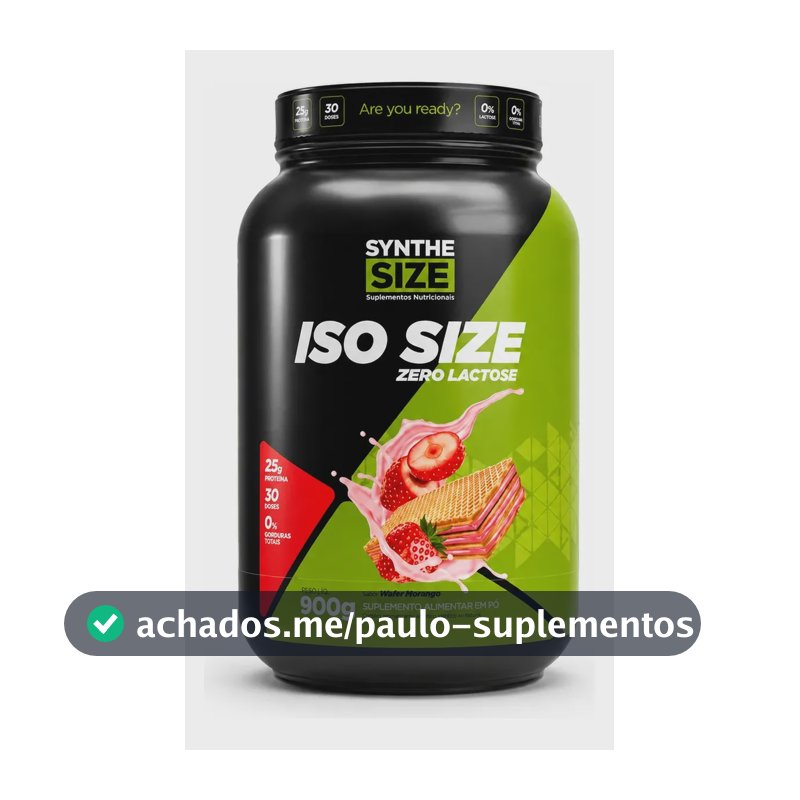 Iso Size Zero Lactose 900g Whey Isolado - Synthesize Sabor Wafer Morango