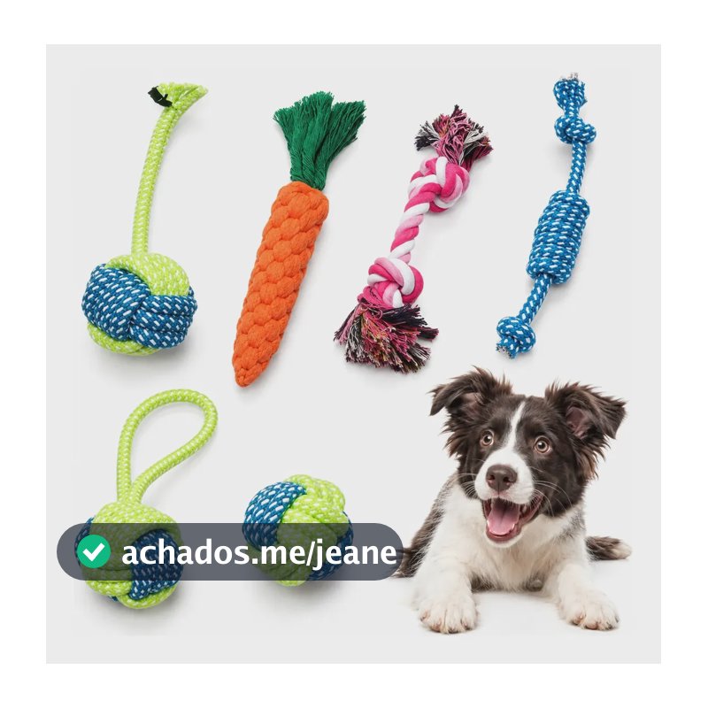 Kit 6 Brinquedos Mordedor Cachorro Pet Filhote Anti Estress