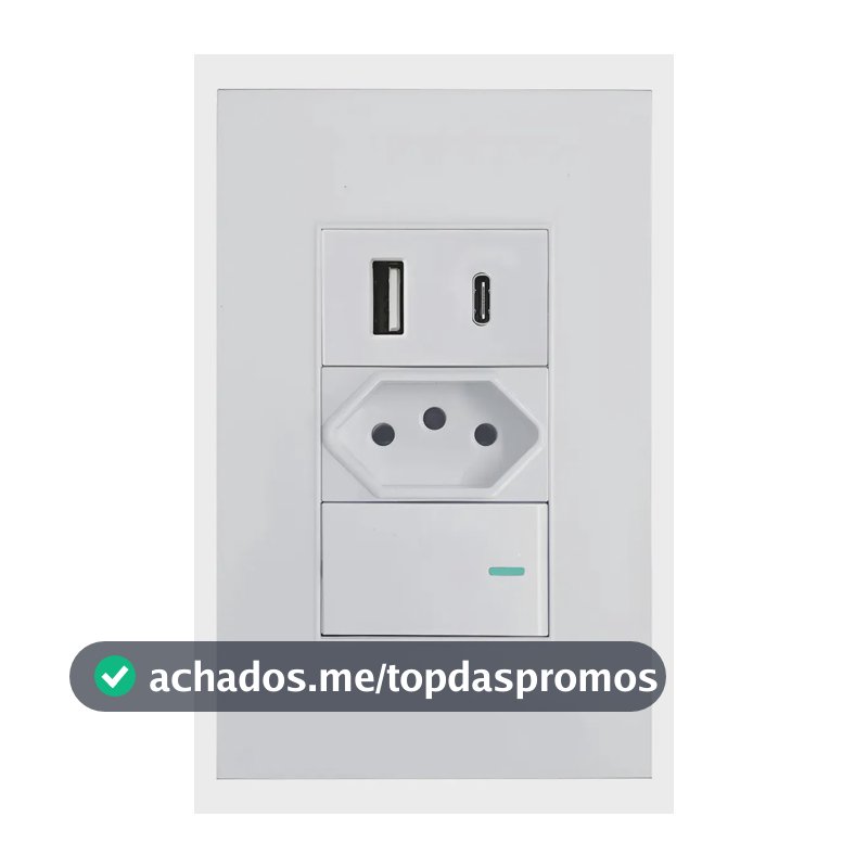 Tomada Interruptor Paralelo + Usb Tipo C De Parede Universal Branco