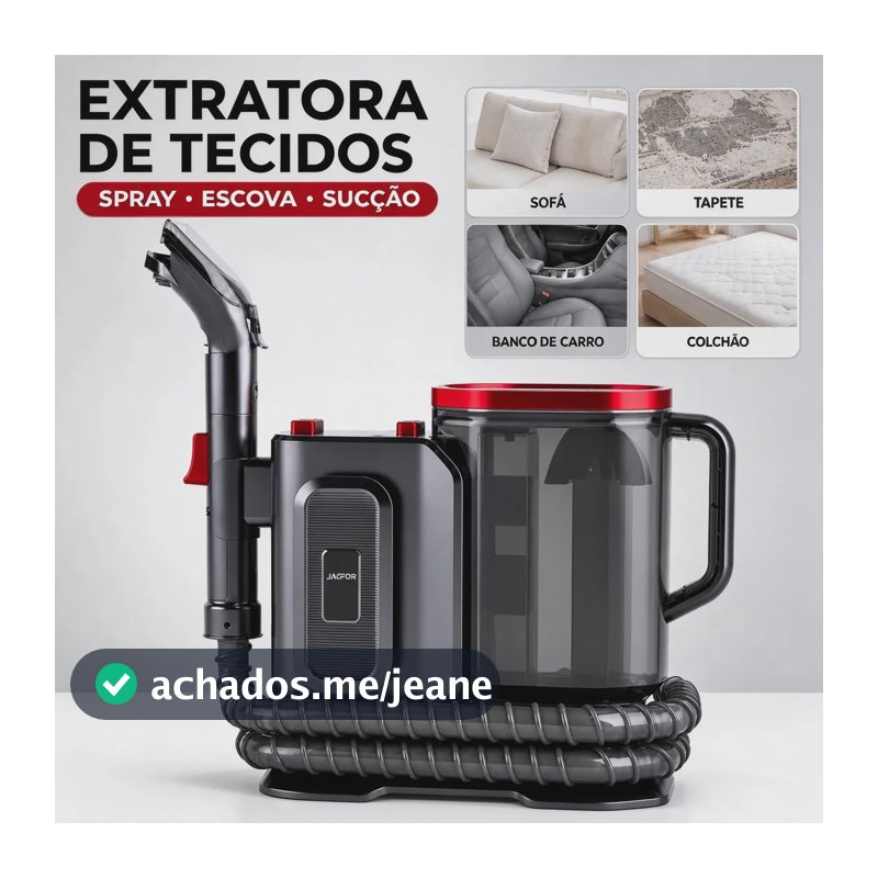 Extratora de Estofados JAGFOR 1500W para Sofá, Tapete e Carro, com Tanques de Água Limpa e Suja