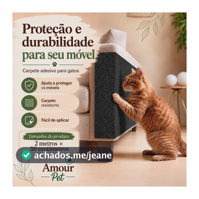 Arranhador Adesivo Tapete Gato Amour Pet Preto 200x50cm