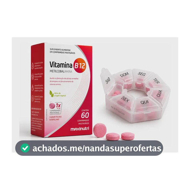 Vitamina B12 Metilcobalamina Mastigável Maxinutri 60 Comp Frutas Vermelhas