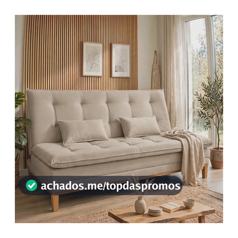 Sofá Cama 1,80m Reclinável 3 Lugares Mobly Pés Em Madeira Bege Mobly
