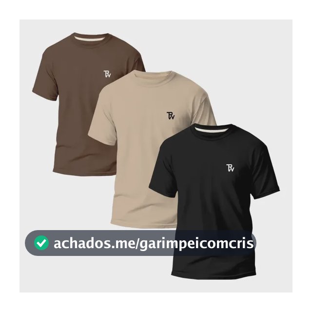 Kit 3 Camisetas Básicas Masculina Slim Algodão T01