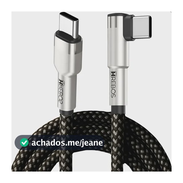 Cabo Usb C Tipo C Metal Arch 90° Graus 100w Turbo 2 Metros