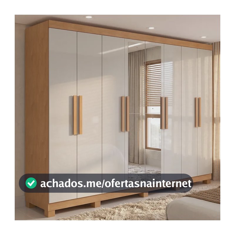 Guarda-roupa Casal Móveis Lopas Easy Slim 8 Portas Com Espelho E Gavetas