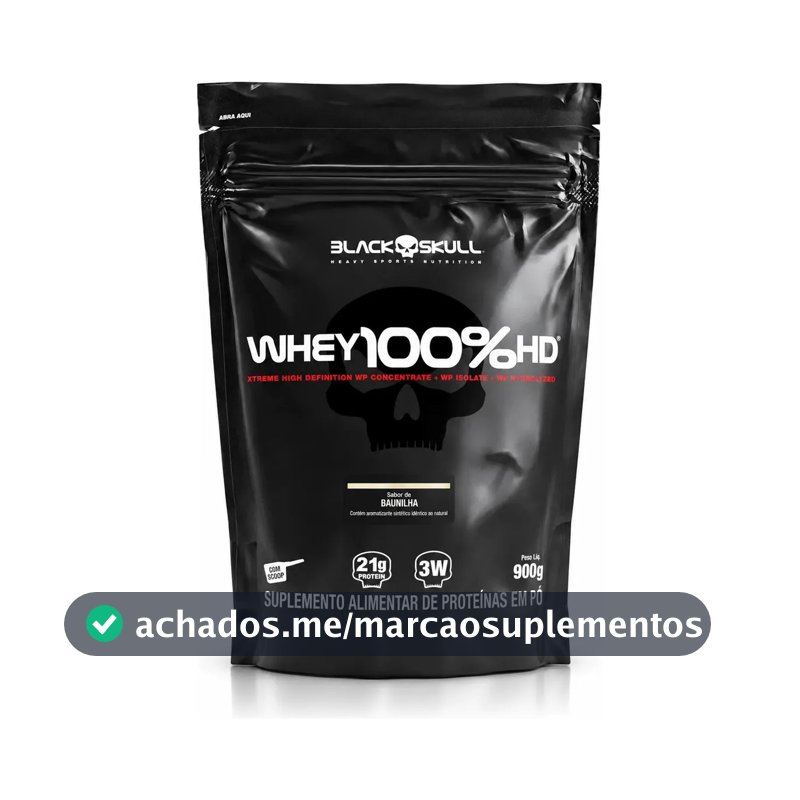 Proteína Black Skull Whey 100% HD em pó sabor Baunilha x 900g