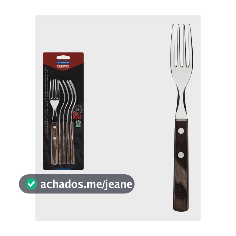 Conjunto De Garfos Churrasco Tramontina Castanho 6 Peças Castanho