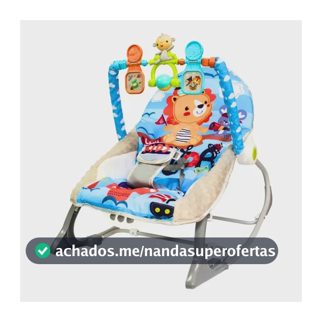 Cadeira de Descanso Bebê Balanço Musical Vibratória Reclinável Mobile C/Cinto 0 a 18kg - KaBaby Azul