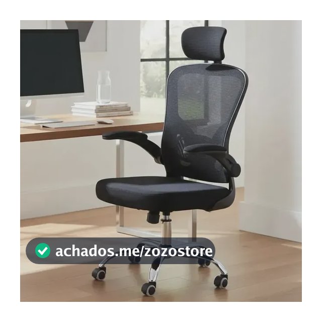 Cadeira Escritório Ergonômica Elleva Giratória Preto Braço Ajustável