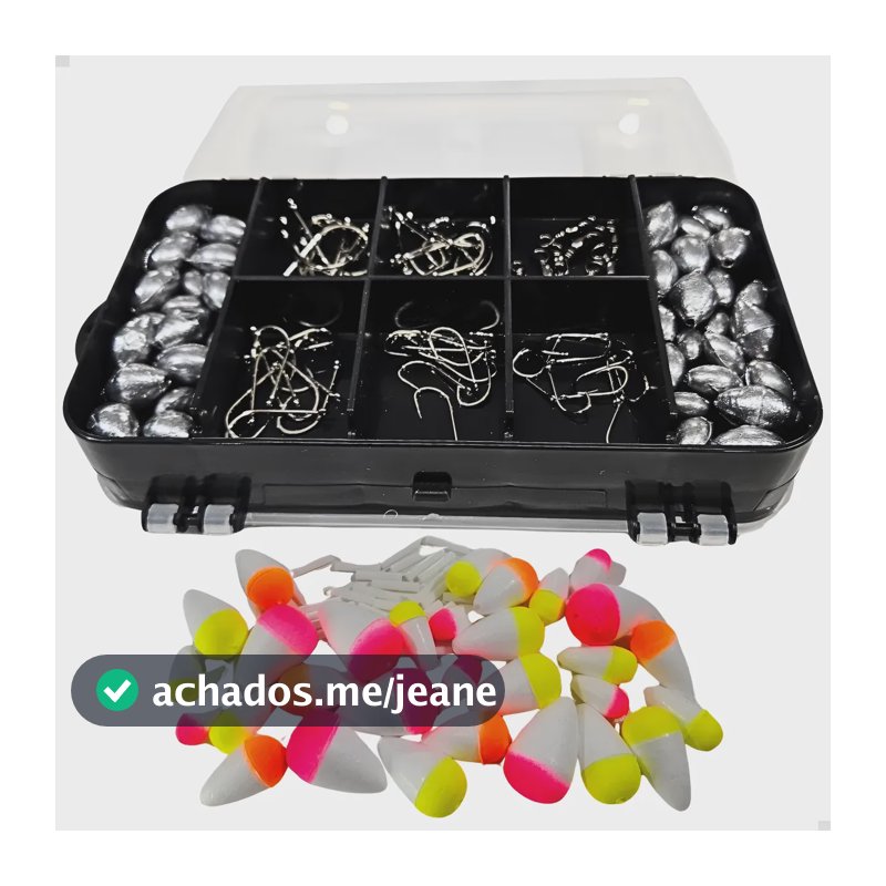 Kit Pesca Peixes Completo Estojo Anzol Boia Chumbada Girador