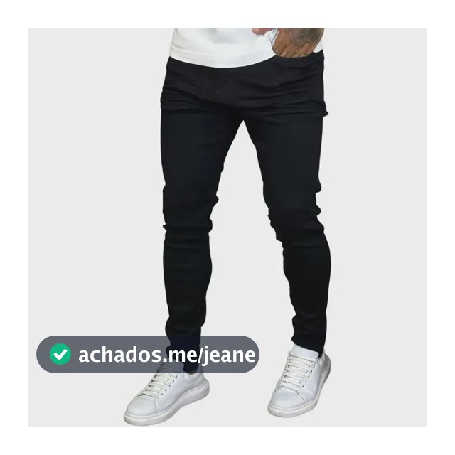 Calça Skinny Preta Masculina Jeans Com Elastano Lycra Preto 44