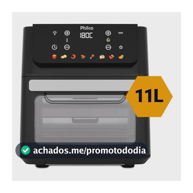 Fritadeira Air Fryer Oven 11 Litros 1800w 8 Funções Philco PAF11B