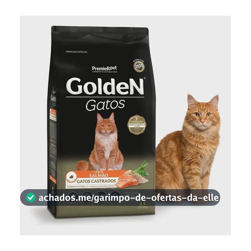 Ração Golden Gatos Castrados Salmão 10kg Alta Aceitação