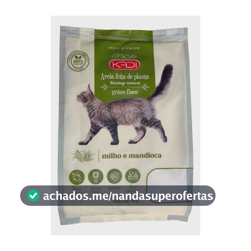 Areia Higiênica Fina Biodegradável Para Gatos Kadi 4kg