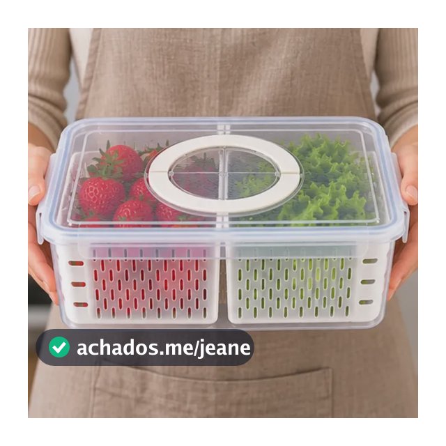 Pote Organizador Geladeira Escorredor 2 Divisórias Frutas