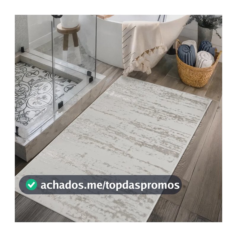 1 Tapete Banheiro Absorvente Luxo Grande 60x120 Nz Lua 02 Branco Bege Perolado Egípcio Riscado Macio Moderno