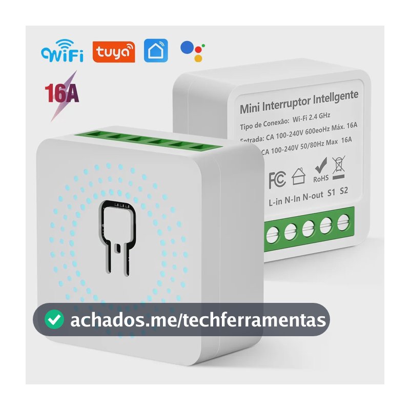 Interruptor Inteligente Wifi Forestry Mini 1ch 16a Alexa Tuya Smart Life Google Assistant Interruptor Inteligente Modulo Mini Relé Automação 100-240v Smart Switch Interruptor Inteligente Dimmer