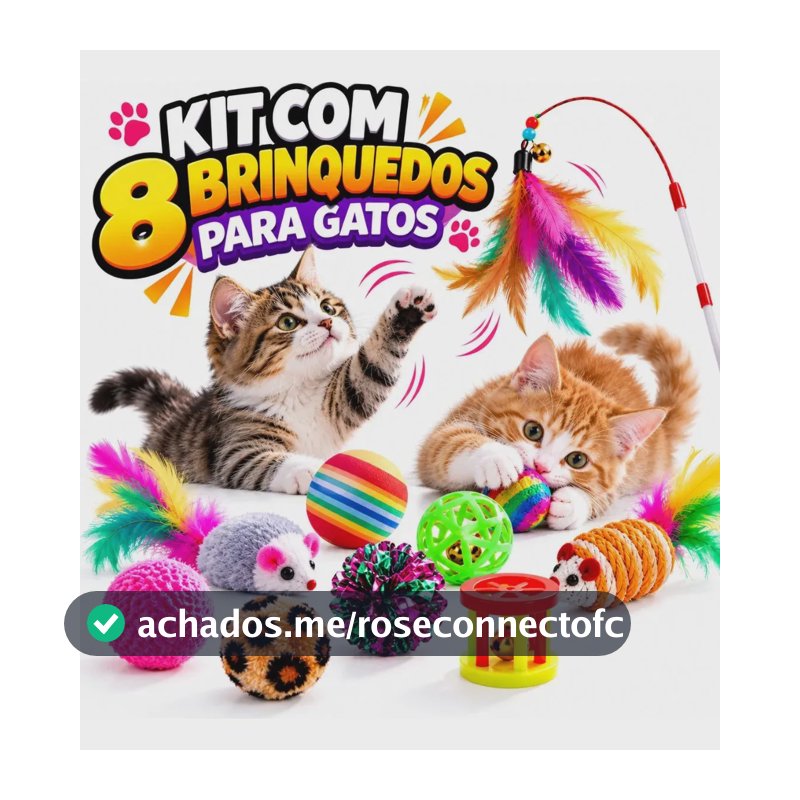 Kit 8 Brinquedos Interativos Para Gato Com Varinha Diversão
