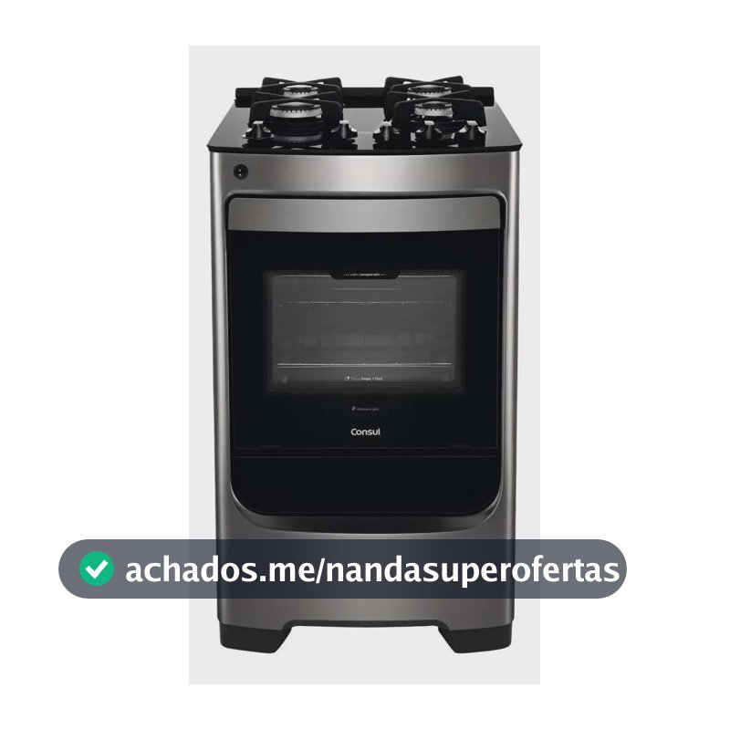 Fogão Consul 4 Bocas Inox Mesa de Vidro CFO4VAR