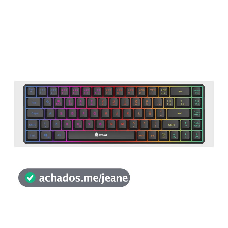 Teclado Gamer Evolut Fay Eg211 60% Backlight Luz Rainbow Rgb Cor Preto Idioma Português Brasil