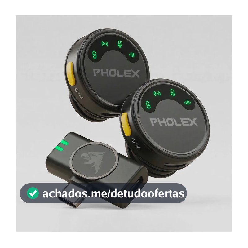Microfone Lapela Sem Fio Tipo C Preto Usb-c Compatível Com Ios E Android Pholex