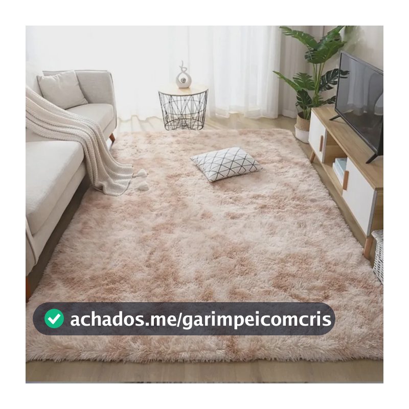 Tapete 2.00x1.50 Casa Laura Enxovais Shaggy Felpudo Para Quarto Sala Luxo Bege Mesclado
