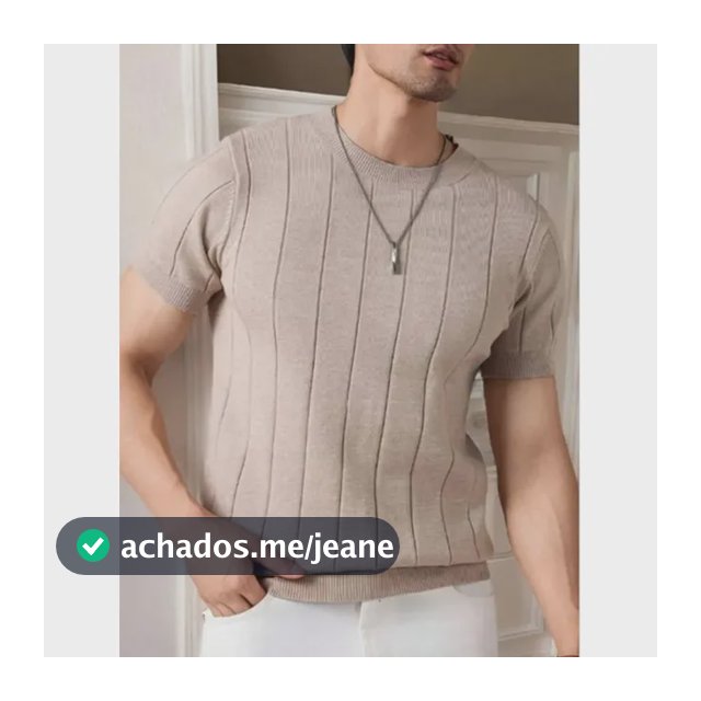 Blusa Masculina Básica Manga Curta Canelada Tricot Modal