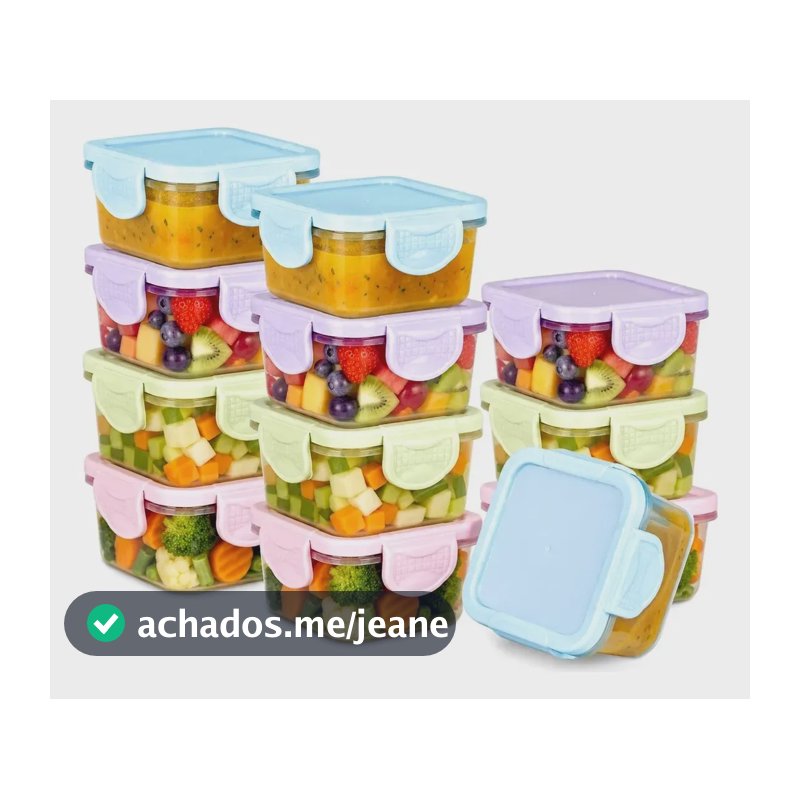 Kit 12 Potes Pequenos Congelar Papinha 50ml Tampa Hermética Colorido