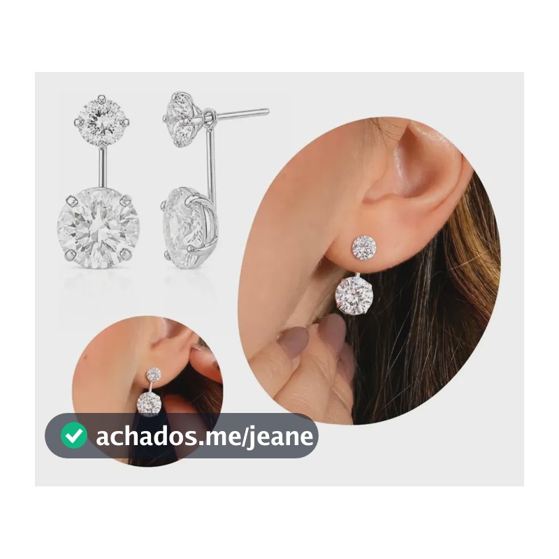 Brinco Virgínia Ponto De Luz Duplo 8mm 12mm Prata Feminino Prateado