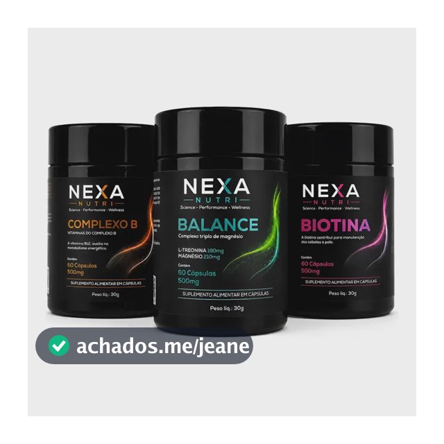 Kit Tri Magnésio + Biotina + Complexo B Nexanutri 180 Cáps Sem Sabor