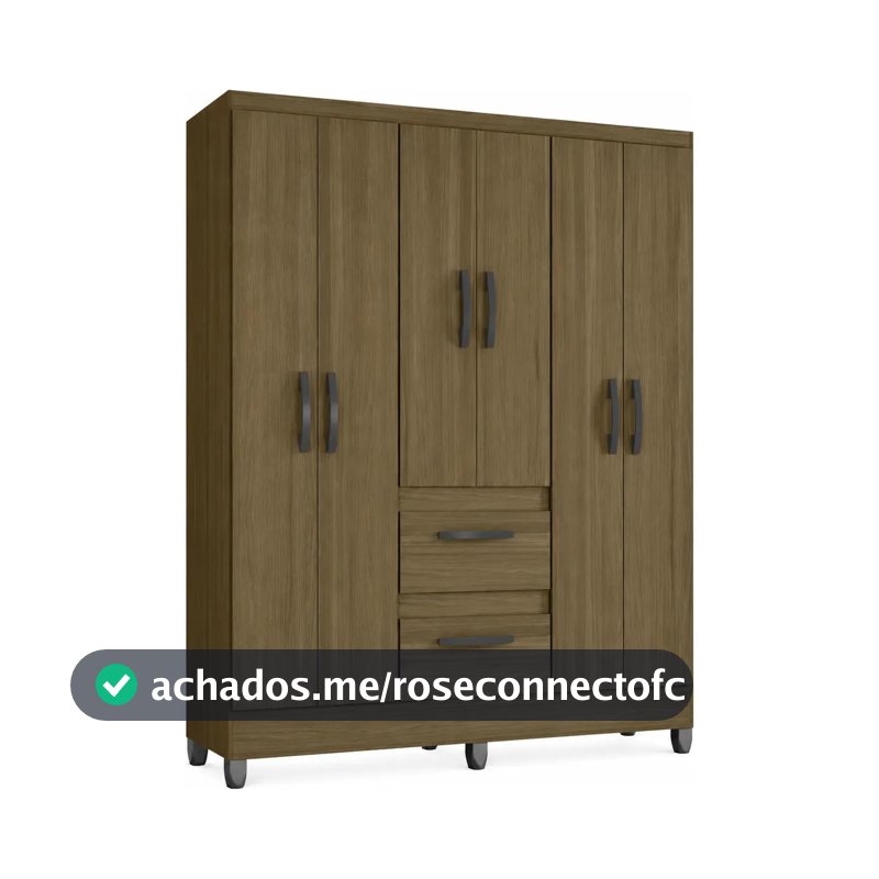 Guarda Roupa Solteiro 6 Portas 2 Gavetas Capri Poquema Cor Castanho