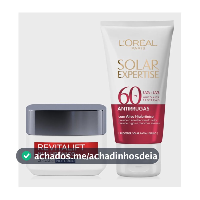 Kit Revitalift Hialurônico + Solar Expertise Antirrugas FPS60 L'Oréal Paris