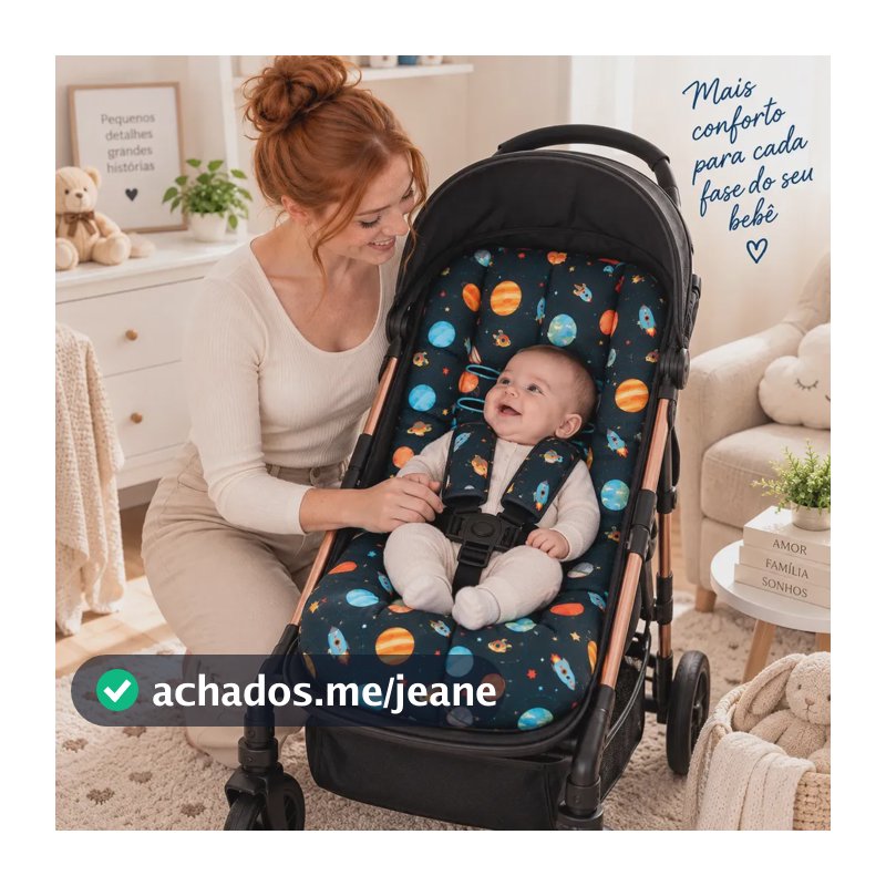 Almofada Para Carrinho Universal Estampa Foguete