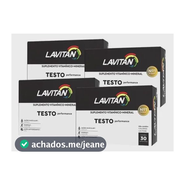 Kit 4 Uni Lavitan Testo Zma Performance 30 Cápsulas Cimed