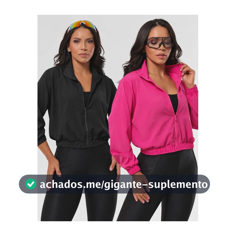 Kit2 Jaqueta Corta Vento Feminina Fitness Esportiva Academia Preto-rosa Pink 36 - 42 Liso