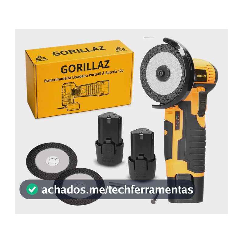 Mini Esmerilhadeira Lixadeira Angular 12v 660w 2 Baterias Amarelo 110v/220v 50/60hz