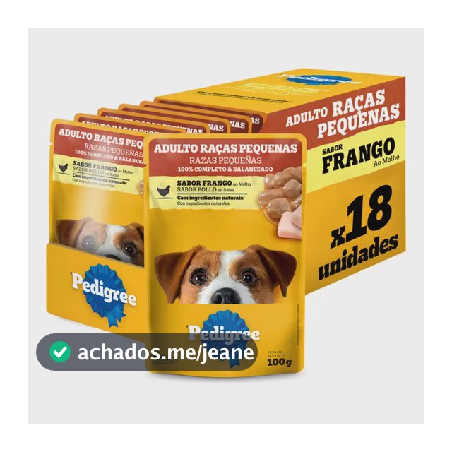Kit Ração Úmida Pedigree Sachê Frango Cães Adultos 18 Un