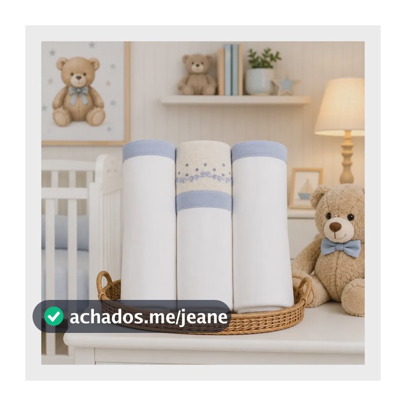 3 Cueiros Manta Flanelado Minasrey Grande 80cm Enxoval Bebê Azul