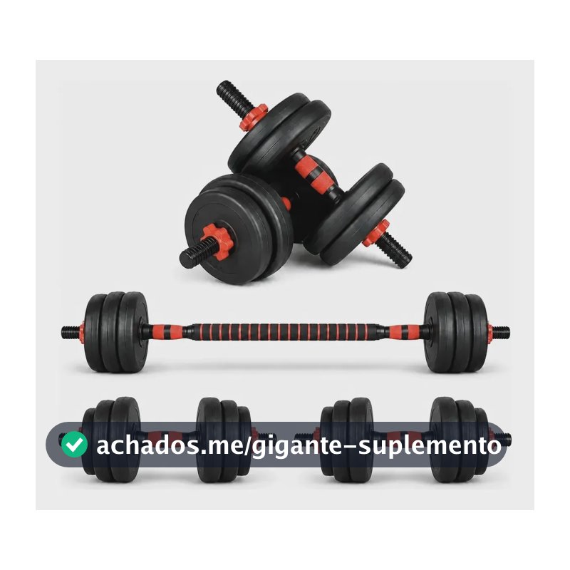 Halter Ajustável Anilha 10kg Musculação Fitness Academia Preto/vermelho