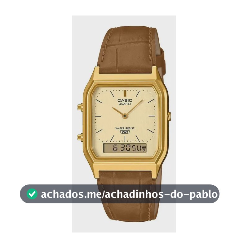 Relógio vintage Casio AQ-230EGL-9a Local Barrio Belgrano em marrom dourado